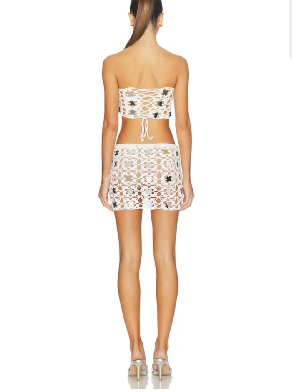REVOLVE White Lace Cutout Tube Top & Mini Skirt Set - Picture 2 of 2